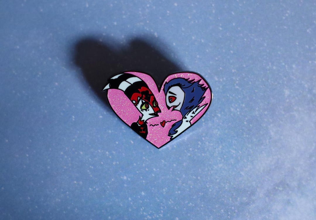 Stolitz Pin Stolitz Heart Enamel Pin | Stolas and Blitzø Helluva Boss LGBTQ Fanart ...