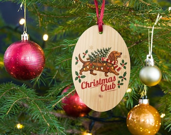 Dackel-Weihnachtsbaumschmuck, Dackel-Baumschmuck aus Holz, Dackel-Weihnachtskugel, Geschenk für Hundebesitzerinnen, Erinnerungsstück für Hundeliebhaber