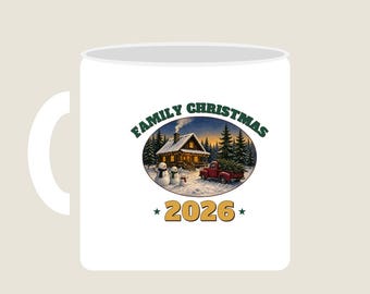 Weihnachtsbecher für die Familie 2026, Vintage-Weihnachtsbecher im Hüttenstil, Kakaobecher für den Weihnachtsmorgen, Familiengeschenk, Erinnerungsbecher für Weihnachten