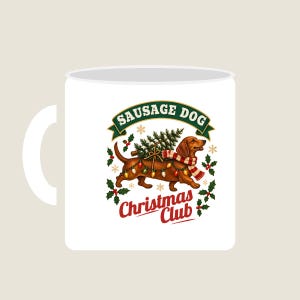 Weihnachtsbecher mit Dackelmotiv, Kaffeebecher mit Dackel-Motiv, Vintage-Geschenk für Dackel-Mamas, Wichtelgeschenk für Dackel-Liebhaber unter 20 €