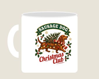 Weihnachtsbecher mit Dackelmotiv, Kaffeebecher mit Dackel-Motiv, Vintage-Geschenk für Dackel-Mamas, Wichtelgeschenk für Dackel-Liebhaber unter 20 €