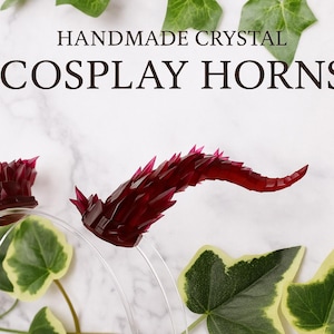 Crystal Demon Horns Cosplay Headband – Handmade Fantasy Headpiece | Red Devil Horns | LARP, Gothic, Festival Costume Accessory