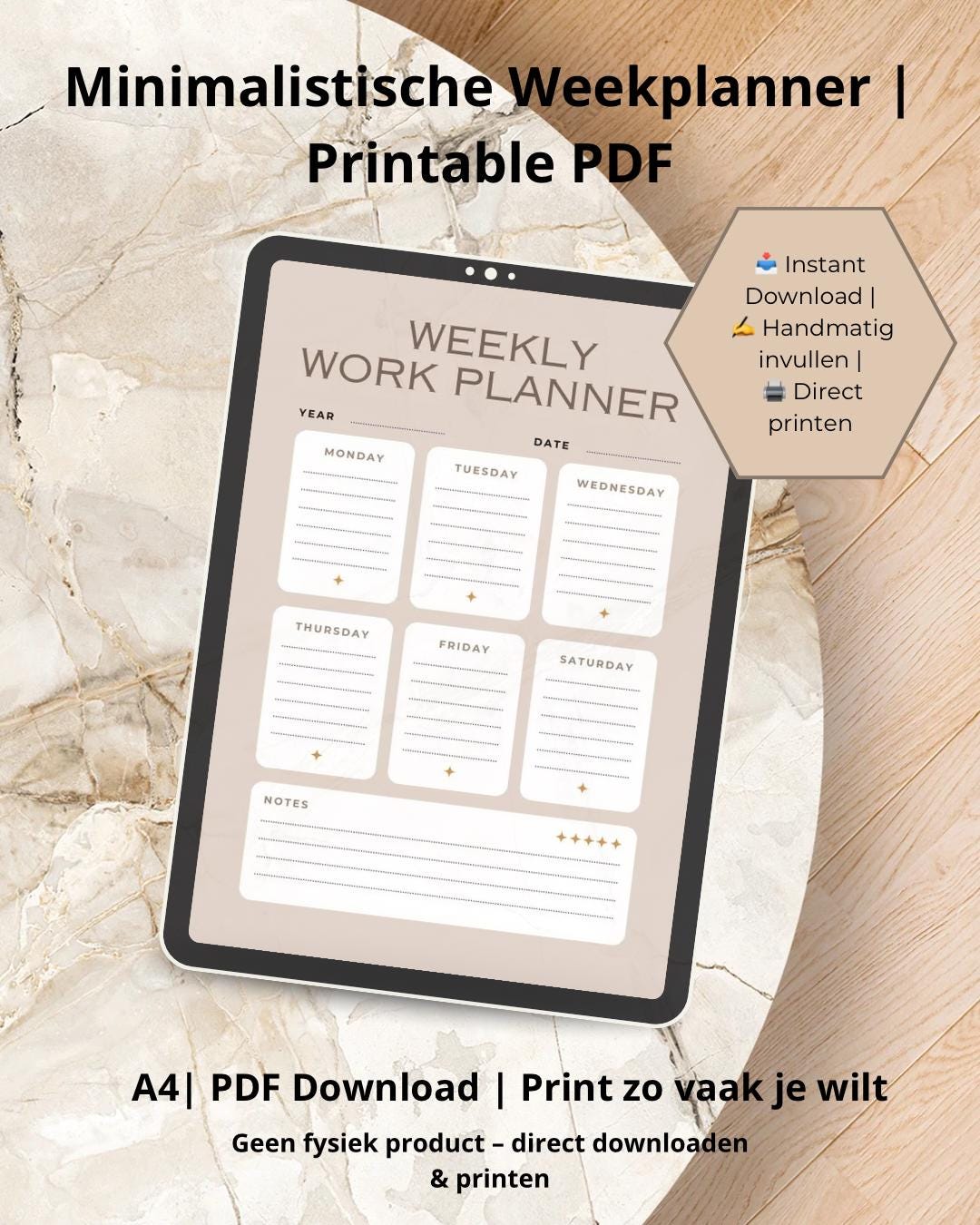 Minimalist Weekly Planner Printable | A4 PDF Planner | Digital Weekly ...