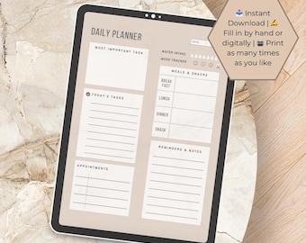 Minimalist Daily Planner Printable | A4 PDF To-Do List | Productivity Digital Planner | Instant Download
