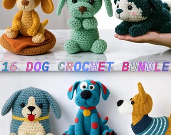 16+ Dog Crochet Patterns Bundle | Amigurumi Puppy, Dog Plushies, Animal Crochet PDF | Cute DIY Gifts for Dog Lovers & Crafters