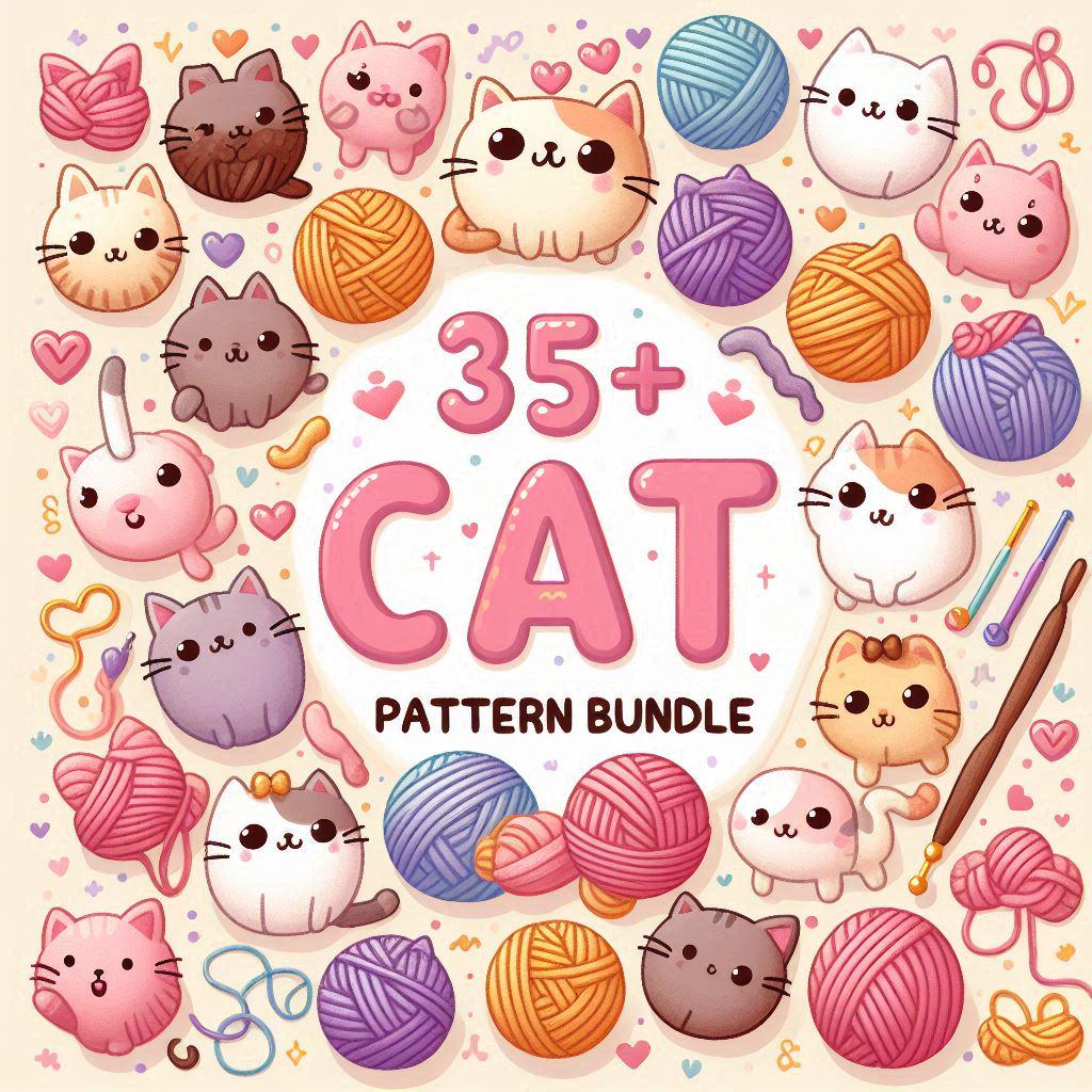 35+ Cat Crochet Patterns Bundle | Mega Crochet Pattern Bundle | Amigurumi & Crochet Designs for Dolls, Animals
