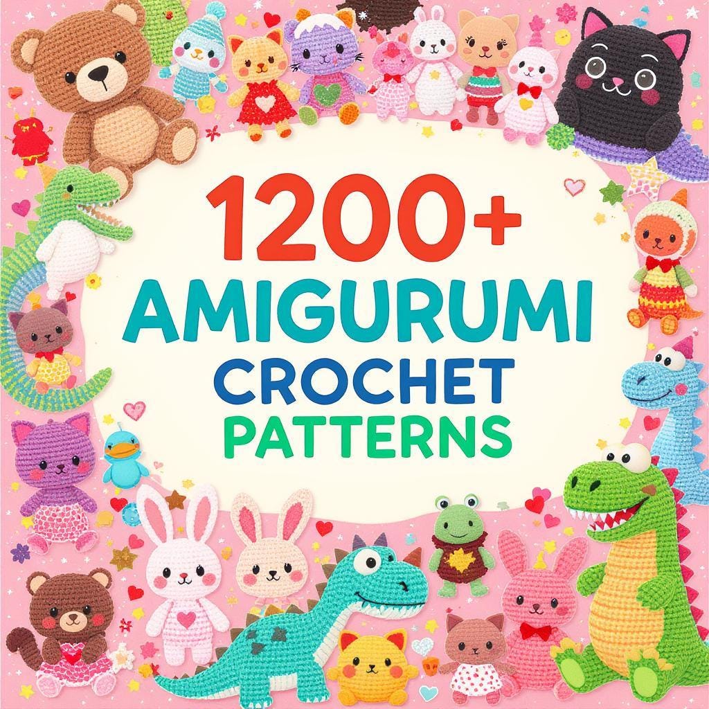1200+ Amigurumi Crochet Patterns | Mega Crochet Pattern Bundle | Amigurumi & Crochet Designs for Dolls, Animals