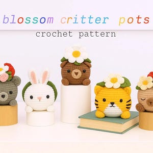 Animal Planters Pots Crochet Patterns Bundle | Koala Pattern, Capybara Pattern, Myosotis Bunny Pattern, Daisy Cat Pattern,Bear Pattern