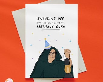 Funny Alan Carr Birthday Card | Celebrity Traitors | Sneaking Off For The Last Slice Of Birthday Cake