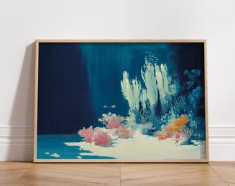 Koraalrifschildering: moderne oceaanmuurkunst (digitale download)