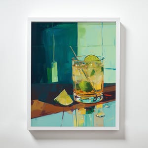 Mojito Cocktail Print: Modern Bar Cart Art (Digital Download)