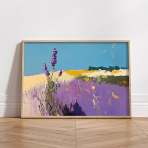 Provence Lavender Field Art Print: Rustic Landscape Painting (Digital Download