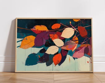 Abstract Autumn Leaves Art Print: Modern Fall Foliage (Digital Download)
