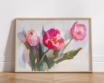 Tulip Painting: Floral Wall Art Print, Modern Home Decor (Digital Download)