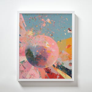Discoball Party Print: Vibrant Glitter Poster, Modern Home Decor (Digital Download)