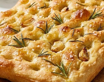 Receta de focaccia con romero sin amasar / Guía de repostería para principiantes (patrón en PDF)
