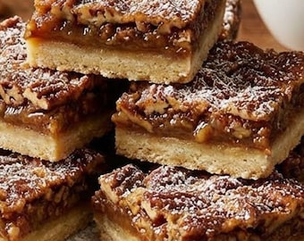 Receta de barras de pastel de nueces pecanas / Cuadrados de mantequilla fáciles (Descarga digital)