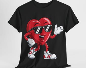 Cool Valentine Heart PNG, Funny Cartoon Heart with Sneakers and Sunglasses, Sublimation Love Design, Printable Valentine Clipart for Cricut