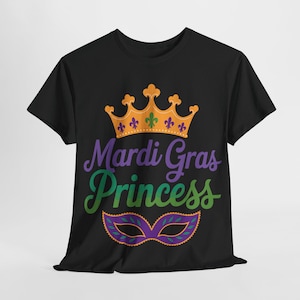 Mardi Gras Princess PNG | Crown & Mask Sublimation Design | Purple Green Gold Carnival Clipart | Printable Girl Mardi Gras Shirt Design