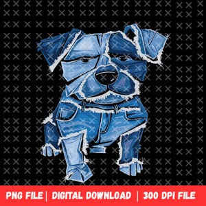 Cachorro Jeans Mal-humorado PNG: Clipart de Filhote de Jeans Remendado (Download Digital)