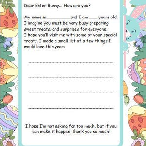 Lieber Osterhase Briefvorlage - Wunschliste für Kinder zum Ausdrucken - Sofort Download