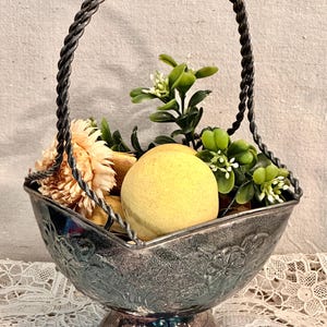 Vintage Silver Basket with Twisted Handle, Silver Serving Basket, Basket for Potpourri