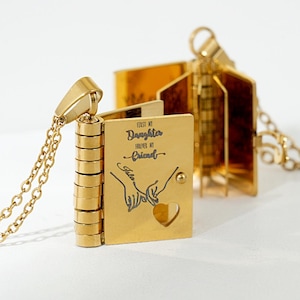 To My Daughter Book Necklace - Custom Mini Book Pendant Gift, Personalized letter to Daughter Book Lover Necklace, Daughter Keepsake Jewelry