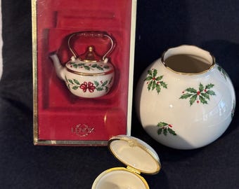 Lenox  Holiday berries ornaments and vase. "Price Reduced"