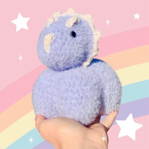 Crochet homemade  Baby Triceratop Dinosour  with Bow: Dinosour stuffed animal