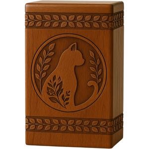 Urne commémorative pour animal de compagnie, urne funéraire en bois pour chat avec gravure personnalisée