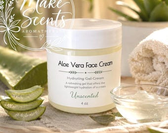 Organic Aloe Vera Face Cream | Lightweight Botanical Moisturizer | Unscented or Essential Oils