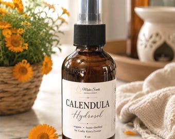 Organic Calendula Hydrosol | Home Distilled Botanical Floral Water | Face and Body Mist