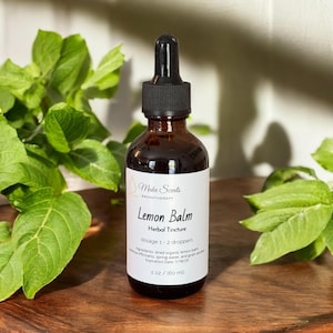 Organic Lemon Balm Herbal Tincture: Alcohol Extract, Wellness Support, 1oz or 2 oz