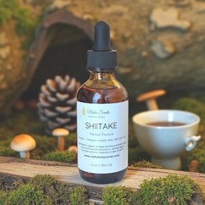Organic Shiitake Mushroom Tincture: Dual Extraction Herbal Supplement, 1 oz or 2 oz