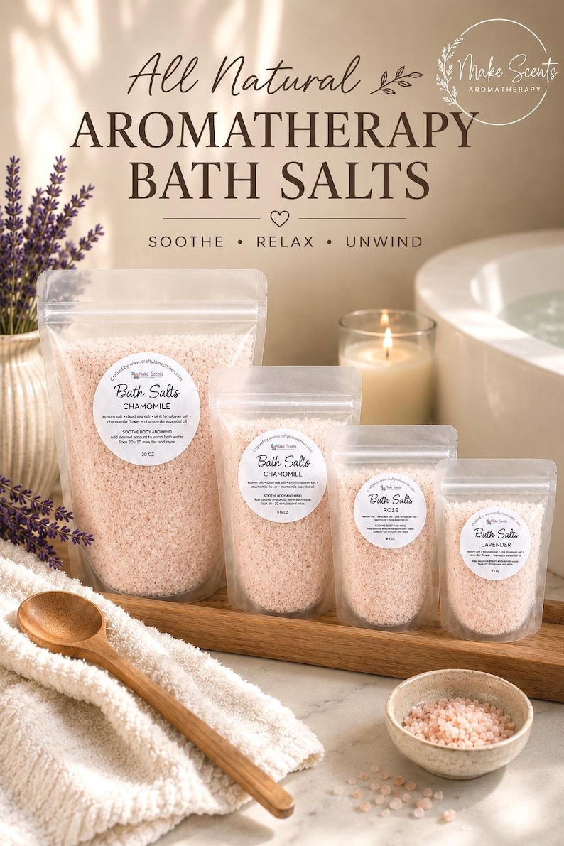 Aromatherapy Bath Salts | Natural Essential Oil Bath Soak | Spa Gift