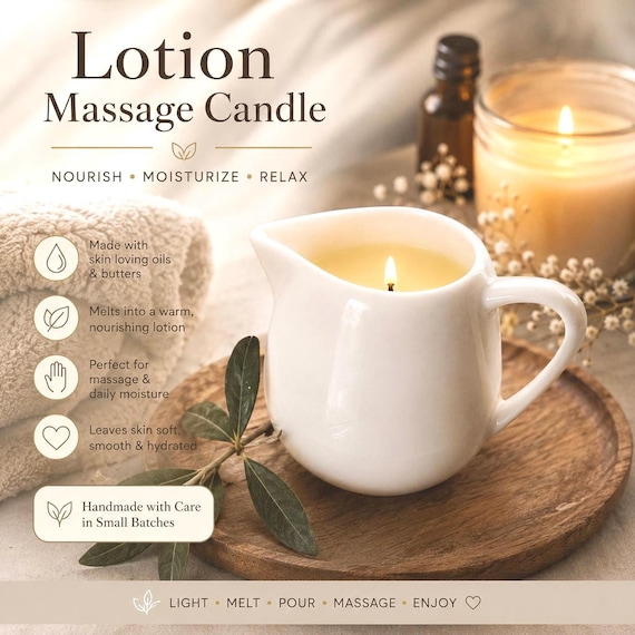 Soy Lotion Candle: Aromatherapy Massage, Shea & Jojoba Oil