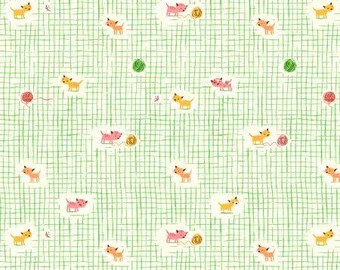 Heather Ross Favorites "Green Kitten Plaid" by Heather Ross for Windham Fabrics