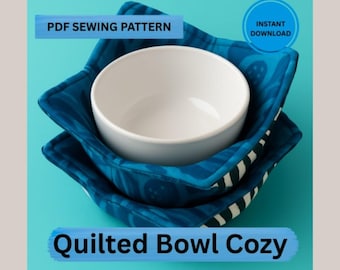 Quilted Bowl Cozy Sewing Pattern Bundle, Microwave Safe (PDF Download)