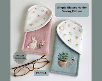 Glasses Case Sewing Pattern, Beginner Fabric Pouch (PDF Pattern)