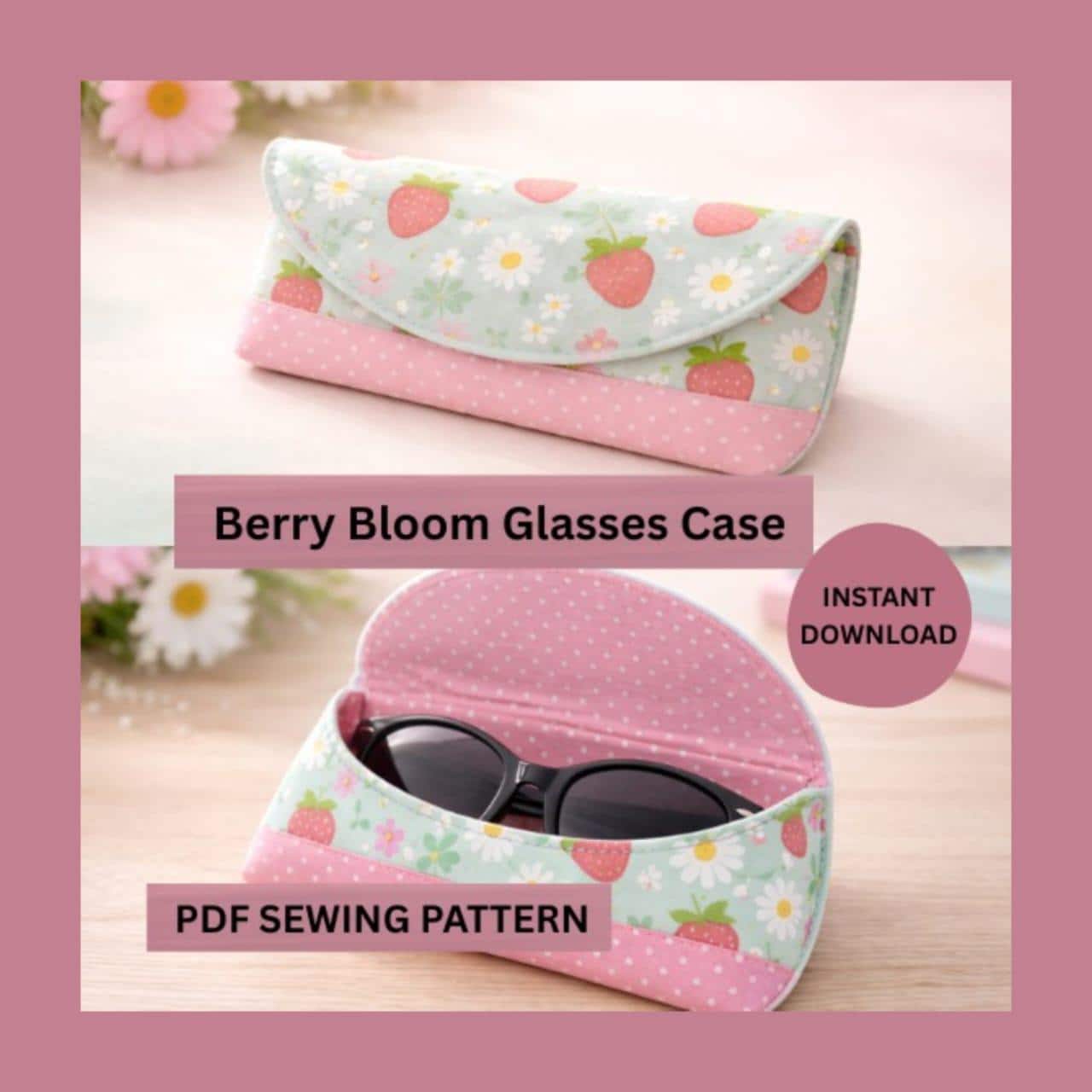 Étui à Lunettes De Soleil Peint Main Russe - Motif Fleurs - Dimensions 6.4 X 2.3 X 1.1' - Neuf