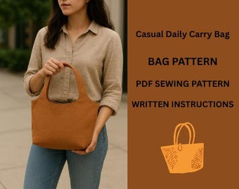 Casual Tote Bag Sewing Pattern: Easy Structured Design (PDF Download)