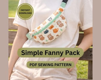 Einfache Bauchtasche Schnittmuster PDF | Anfänger Freundliche Crossbody & Gürteltasche | Einfaches Taschenmuster