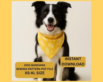 Dog Bandana Sewing Pattern PDF, XS-XL Pet Scarf Template (Digital Download)