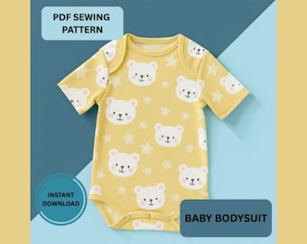 Patron de couture pour body bébé PDF | Barboteuse grenouillère adaptée aux débutants (A4/Lettre)