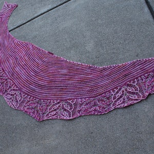 Rasberry and Pink Hope Brioche Hand Knitted Crescent Shaped Pure Merino Wool Yarn Shawl or Scarf image 4