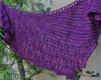 Purple Tulip Cabled Shawlette or Scarf