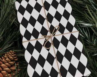 Black and White Harlequin Wrapping Paper | Modern Geometric Gift Wrap Roll for Stylish Gifts