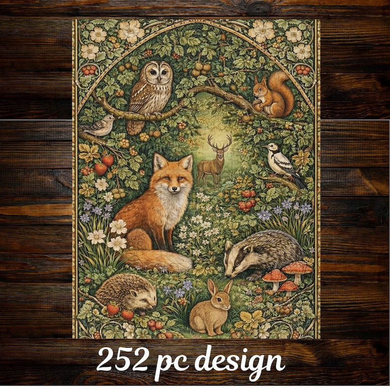 William Morris Woodland Animals Jigsaw Puzzle With Tin | Fox, Stag, Owl ...