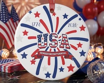 USA 250th Anniversary Keepsake Ornament, Semiquincentennial Gift, America 250 Years,  2026 Patriotic Decoration, 4th of July Collector Gift