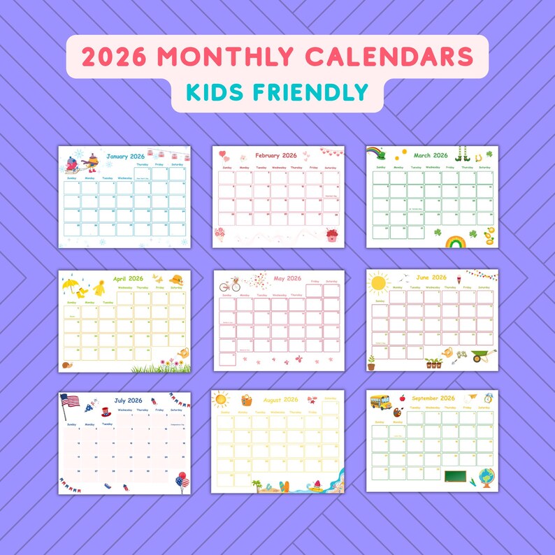 2026 Calendar Printable, Kids Classroom Planner (digital Download) - Etsy